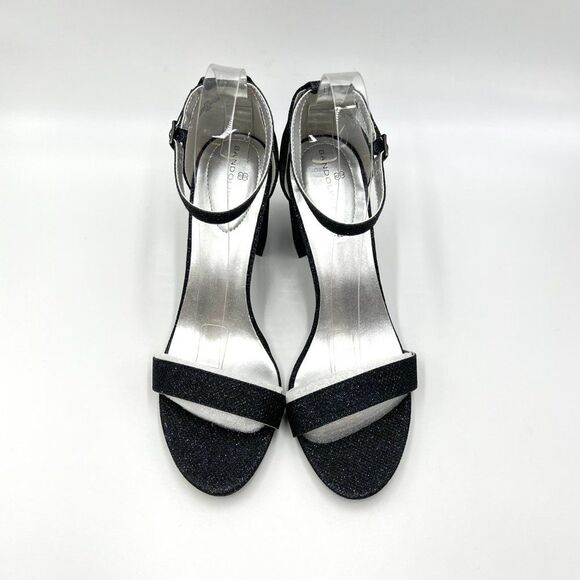 Bandolino Size 10 Blue Black Sparkle Fabric Block Heel Dress Sandals Shoes - Picture 3 of 13